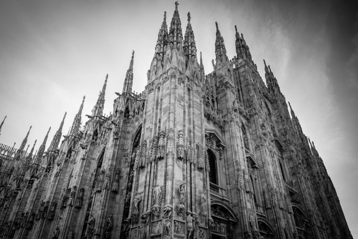 Milan Duomo detail - black and white image